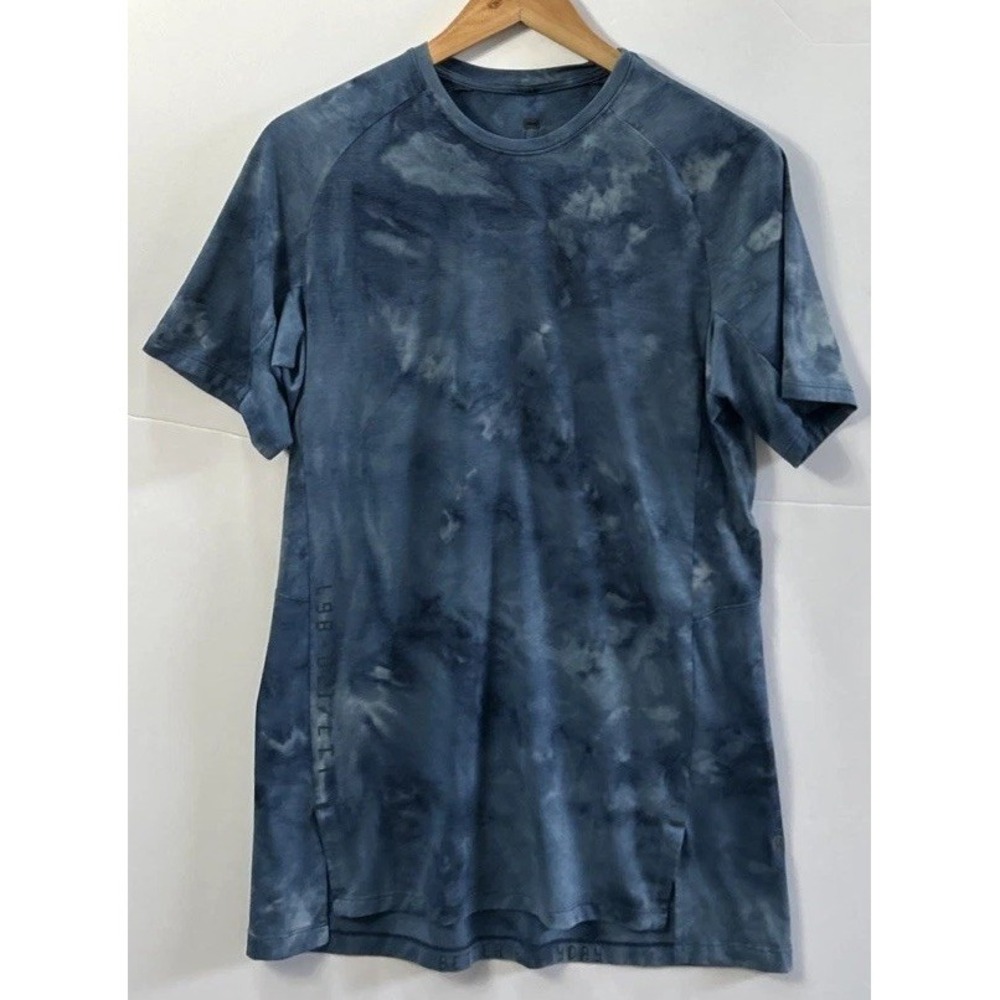 Mens Lululemon Always Agile Short Sleeve Shirt Spray Dye Navy DYTN 00189 Med
